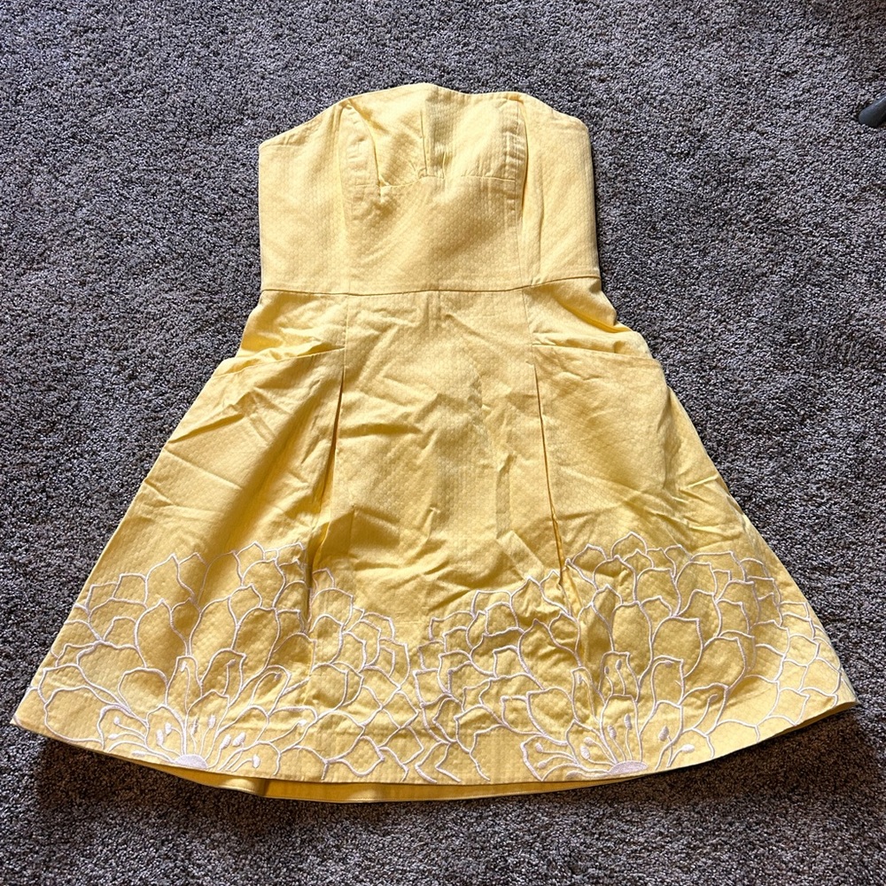 Lilly Pulitzer Strapless Yellow Dress Size 8